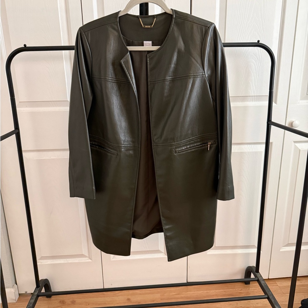 Chico's Dark Green Leather Jacket